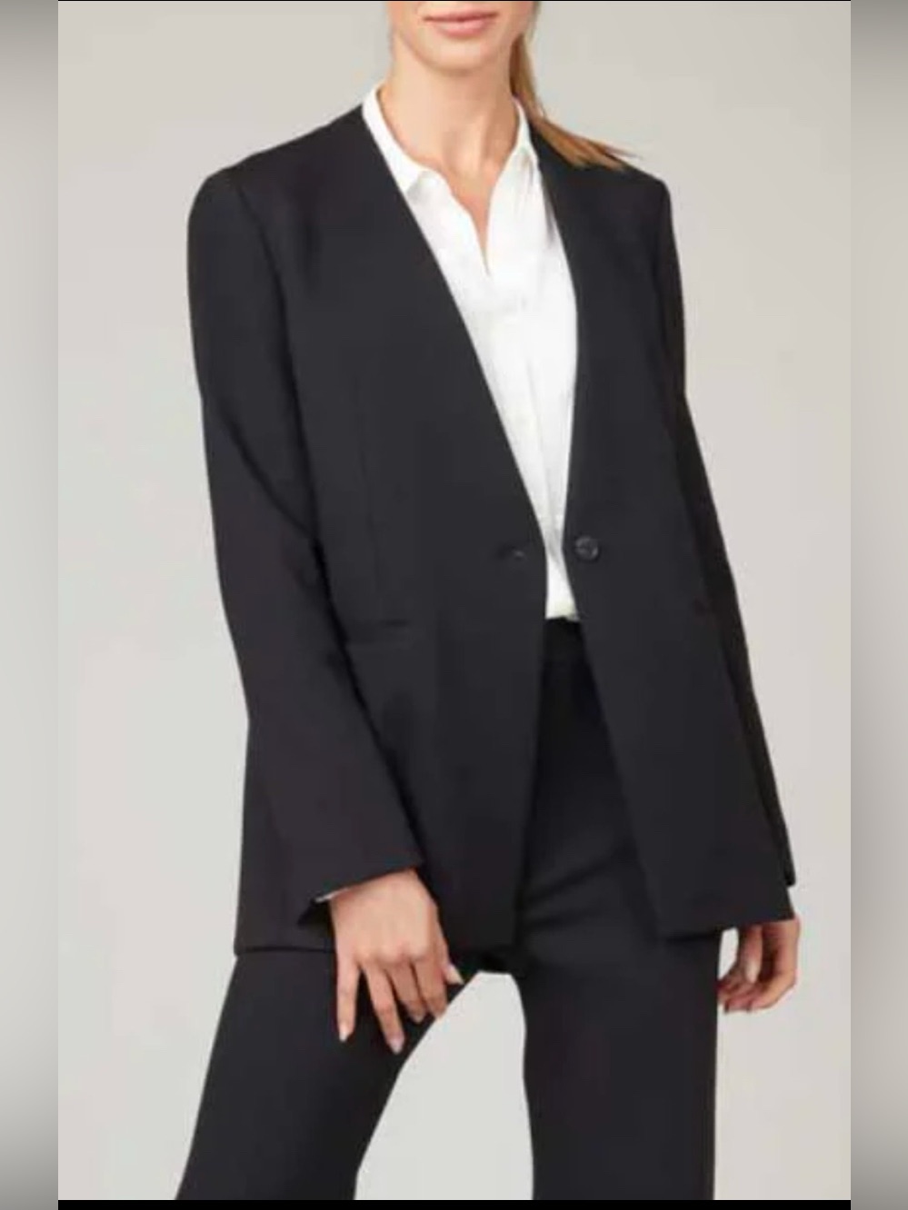 Spanx Collarless Black Ponte Knit Perfect Blazer Size Small